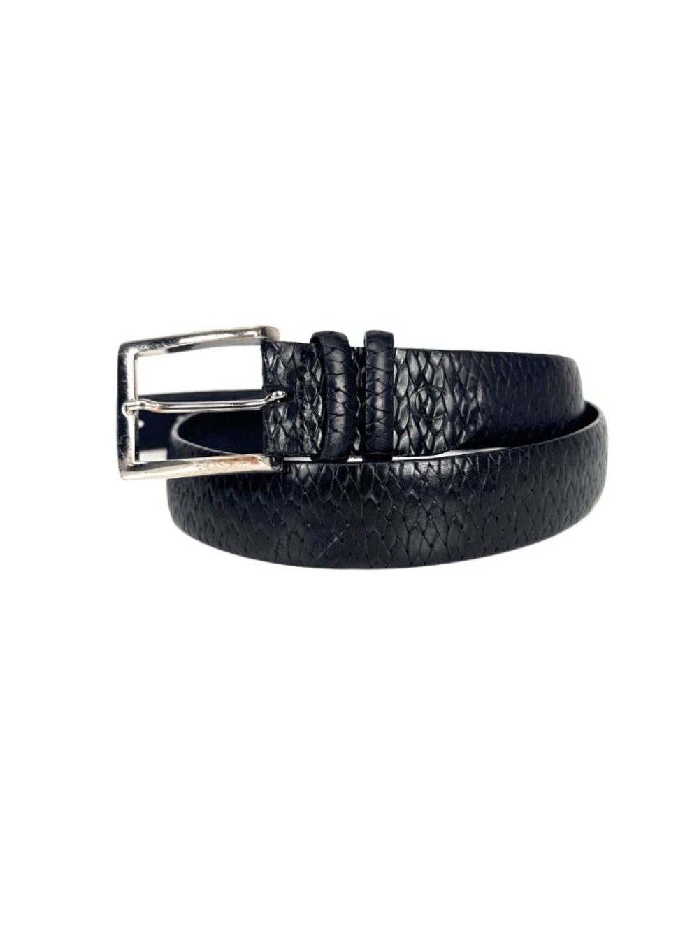 CANALI Genuine Leather Textured Snake Black Silver Mens Dress Belt sz 105/120